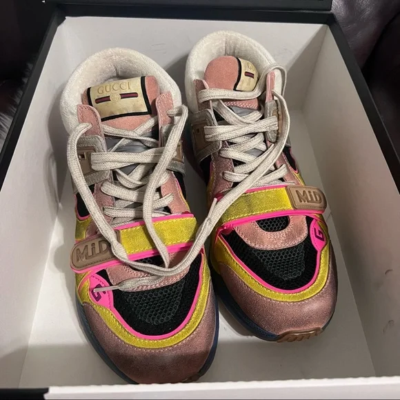 Gucci Ultraspace MidTop Mens Athletic Sneakers Gucci Ultrapace Mid-Top Multicolor Mens Sneakers USA Size 8  main image 4